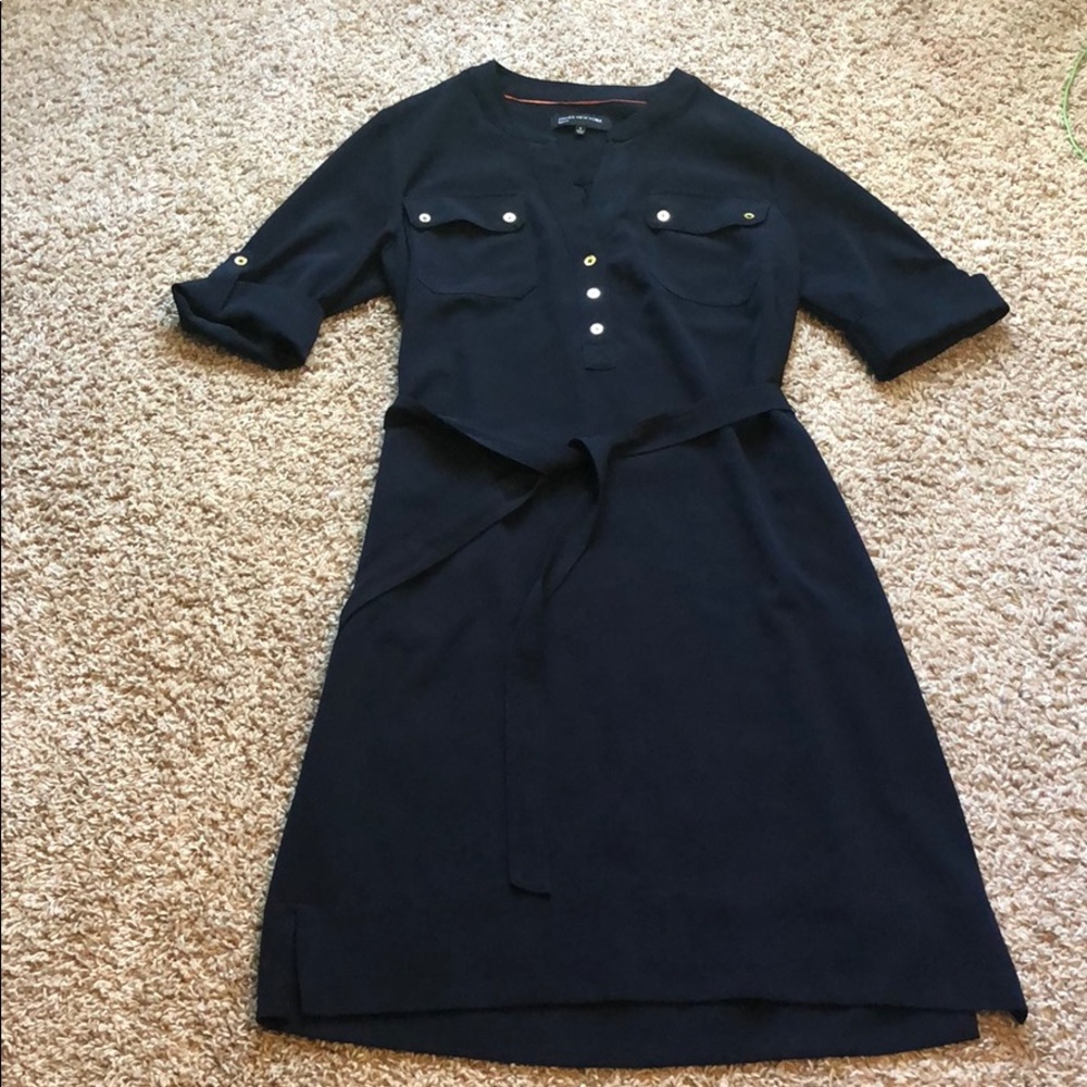 Navy Blue Dress with Sash